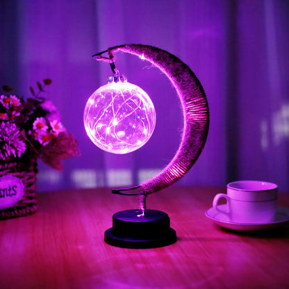 Moon Night Light Multicolor Enchanted Lunar Lamp USB/Battery Powered Hanging LED Bedside Lights with Stand for Home Bedroom 2023