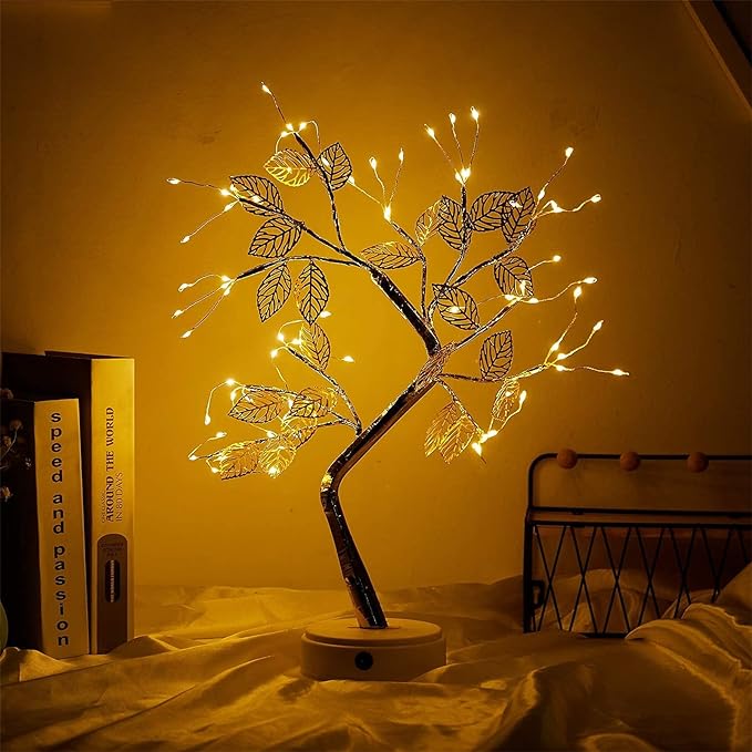 Led Tree Table Lamp DIY Artificial Light Touch Switch Night Light Romantic Desk Lamp Fairy Night Lamp Gift Home Bedroom Decor