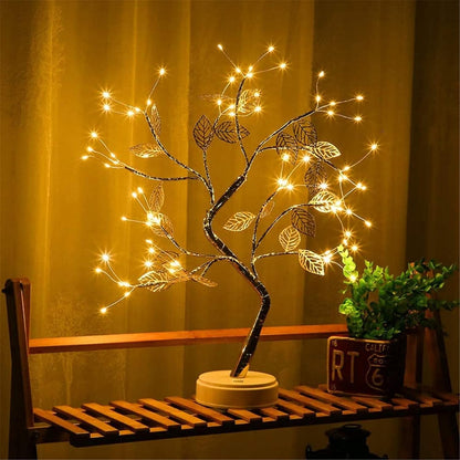 Led Tree Table Lamp DIY Artificial Light Touch Switch Night Light Romantic Desk Lamp Fairy Night Lamp Gift Home Bedroom Decor